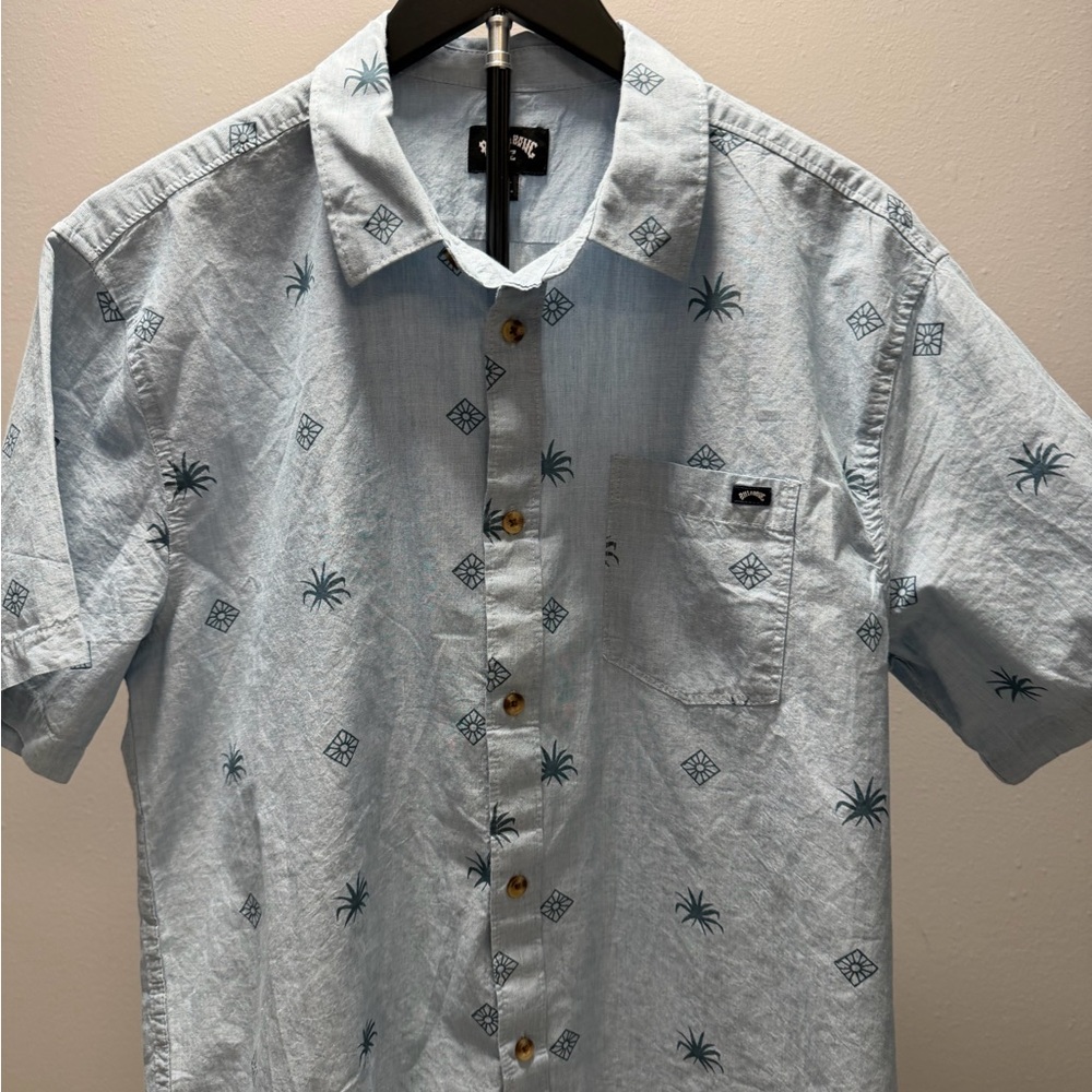 Billabong Light Blue Palm Print Men's Shirt